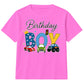 Kids Birthday Boy T Shirt Cars and Trucks Birthday Party Outfit Construction Vehicle Kids Tee
