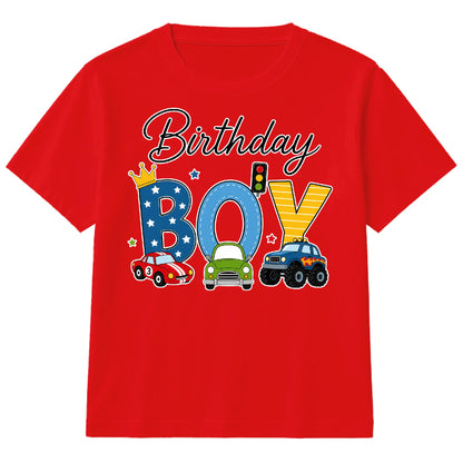 Kids Birthday Boy T Shirt Cars and Trucks Birthday Party Outfit Construction Vehicle Kids Tee