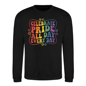 Celebrate Pride Every Day Groovy Pride Month Sweatshirt
