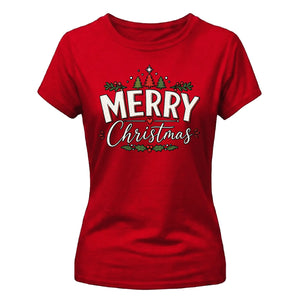 Classic Merry Christmas Graphic Holiday Gift Ladies T-Shirt