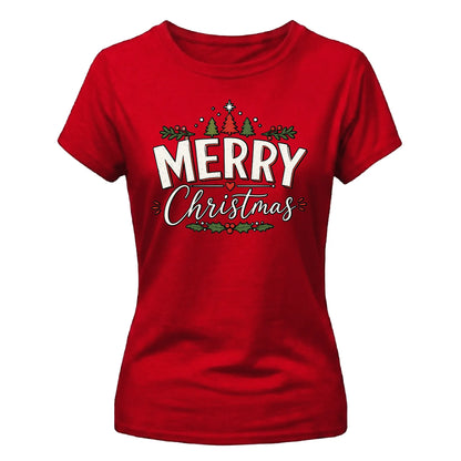 Classic Merry Christmas Graphic Holiday Gift Ladies T-Shirt