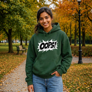 Classic Pop Art Comic Splash Oops Slogan Unisex Hoodie