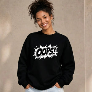 Classic Pop Art Comic Splash Oops Slogan Unisex Sweatshirt