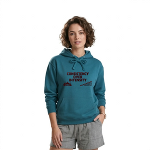 Consistency Over Intensity Slogan Graphic Unisex Hoodie