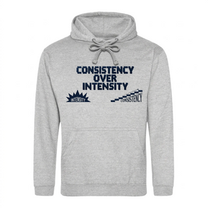 Consistency Over Intensity Slogan Graphic Unisex Hoodie