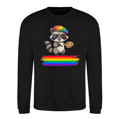 Cool Raccoon Rainbow Beret Pride Month Unisex Sweatshirt