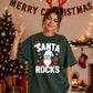 Cool Santa Rocks Graphic Christmas Oversized T-Shirt