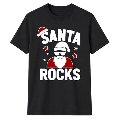 Cool Santa Rocks Graphic Christmas Unisex T-Shirt