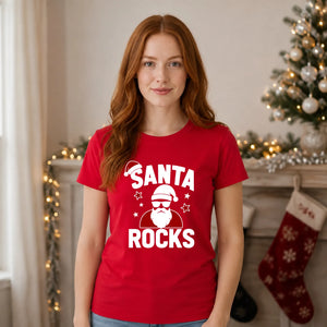 Cool Santa Rocks Graphic Christmas Unisex T-Shirt