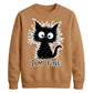 Crazy Scruffy Cat I'm Fine Slogan Graphic Unisex Sweatshirt