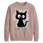 Crazy Scruffy Cat I'm Fine Slogan Graphic Unisex Sweatshirt
