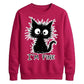 Crazy Scruffy Cat I'm Fine Slogan Graphic Unisex Sweatshirt