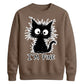 Crazy Scruffy Cat I'm Fine Slogan Graphic Unisex Sweatshirt