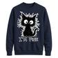 Crazy Scruffy Cat I'm Fine Slogan Graphic Unisex Sweatshirt