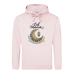 Crescent Moon & Lantern Eid Mubarak Printed Unisex Hoodie