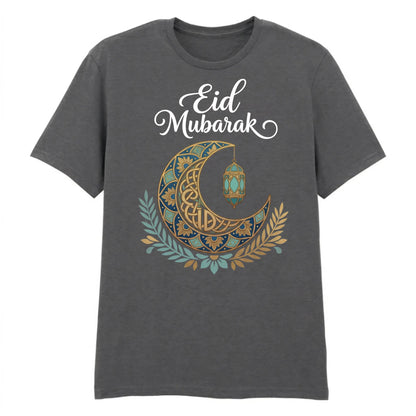 Crescent Moon & Lantern Eid Mubarak Printed Unisex T-Shirt