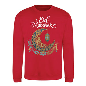 Crescent Moon & Lantern Eid Mubarak Printed Unisex Sweatshirt