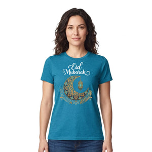 Crescent Moon & Lantern Eid Mubarak Printed Unisex T-Shirt