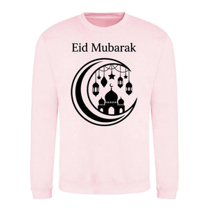 Crescent & Mosque Eid Mubarak Printed Unisex Sweatshirt