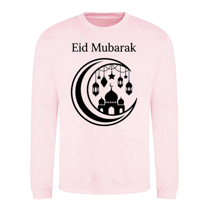 Crescent & Mosque Eid Mubarak Printed Unisex Sweatshirt