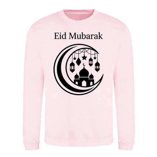 Crescent & Mosque Eid Mubarak Printed Unisex Sweatshirt