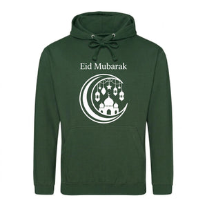 Crescent & Mosque Eid Mubarak Printed Unisex Hoodie