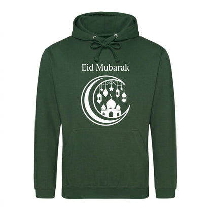 Crescent & Mosque Eid Mubarak Printed Unisex Hoodie