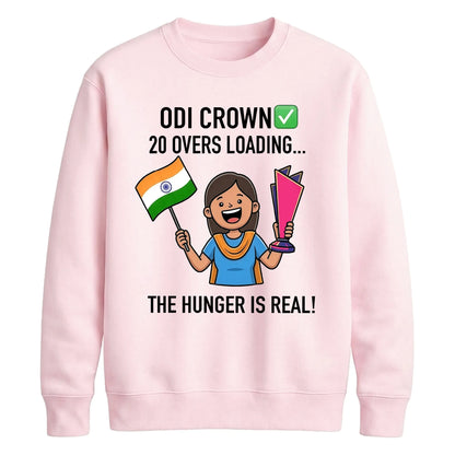 2026 Indian Cricket Team T20 World Cup Champions Crown 20 Overs India Women Cricket Printed Unisex Sweatshirt