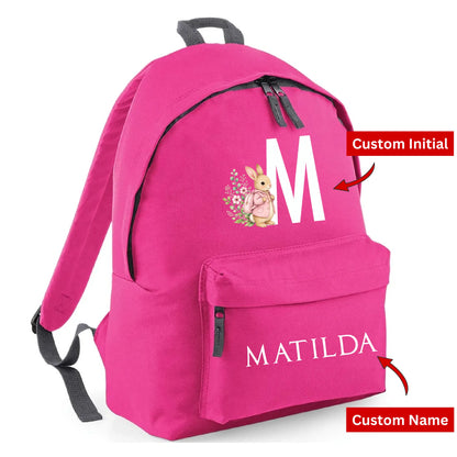 Bunny Kids Backpack with Custom Initial & Name - Large Size