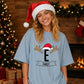 Custom Christmas Reindeer Initial Christmas Oversized T-Shirt