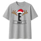 Custom Christmas Reindeer Initial Christmas Oversized T-Shirt