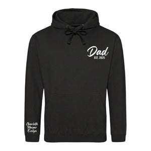 Custom Dad Est Names on Sleeve Father’s Day Printed Unisex Hoodie