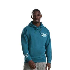 Custom Dad Est Names on Sleeve Father’s Day Printed Unisex Hoodie