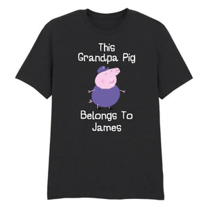 Custom Grandpa Pig Belongs Name Fathers Day Printed Unisex T-Shirt