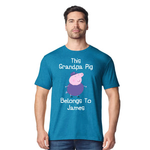 Custom Grandpa Pig Belongs Name Fathers Day Printed Unisex T-Shirt