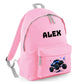 Personalised Kids Backpack with Custom Name & Monster Truck Design - Large Size