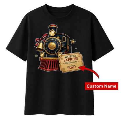 Custom North Pole Express Train Ticket Christmas Oversized T-Shirt