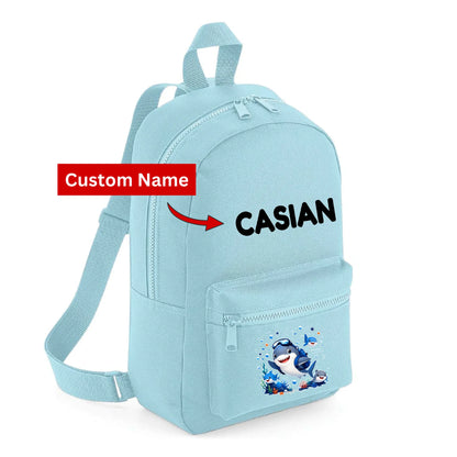 Personalised Shark Kids Backpack with Custom Name - Small Size