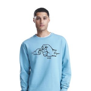 Custom Papa and Child Fist Father Day Printed Unisex Sweatshirt