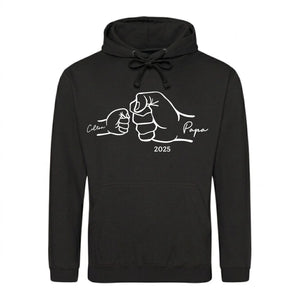 Custom Papa and Child Fist Father’s Day Printed Unisex Hoodie