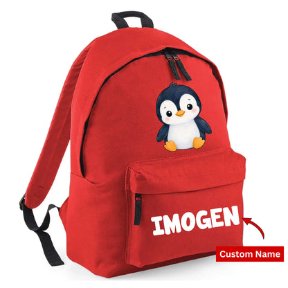 Penguin Kids Backpack with Custom Initial - Large Size