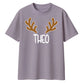 Custom Reindeer Antler Name Christmas Oversized T-Shirt
