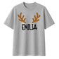 Custom Reindeer Antler Name Christmas Oversized T-Shirt