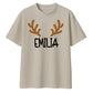 Custom Reindeer Antler Name Christmas Oversized T-Shirt