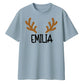 Custom Reindeer Antler Name Christmas Oversized T-Shirt