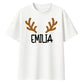 Custom Reindeer Antler Name Christmas Oversized T-Shirt