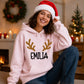 Custom Reindeer Antler Name Christmas Unisex Hoodie