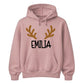 Custom Reindeer Antler Name Christmas Unisex Hoodie