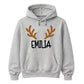 Custom Reindeer Antler Name Christmas Unisex Hoodie