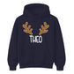 Custom Reindeer Antler Name Christmas Unisex Hoodie